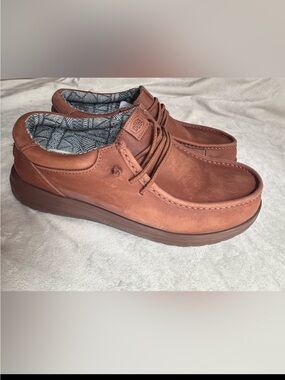 Hey Dude Chestnut Brown Slip-On Loafers with Patterned Lining